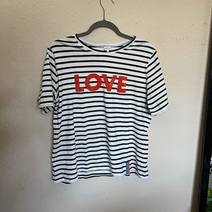 NWOT kule | The modern striped “LOVE” Tee